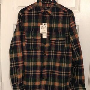 Zara Flannel Shirt Jacket Mens Wool Blend Button up Size Medium
